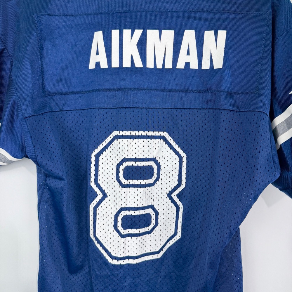 Champion Dallas Cowboys Troy Aikman 8 Jersey Kids Medium 10-12 Navy Blue 90s USA - Picture 4 of 10